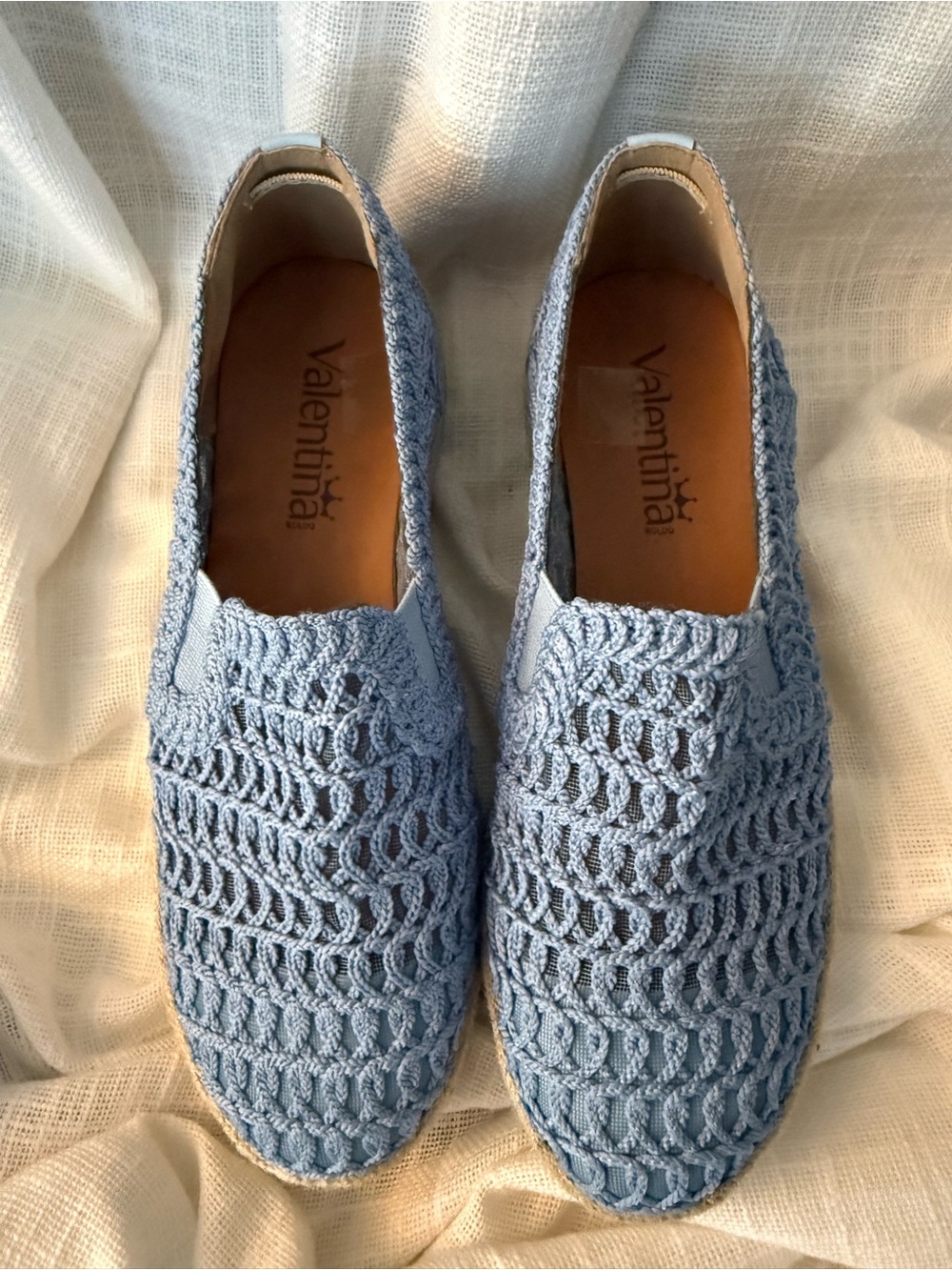 Valentina Light Blue Crochet Espadrilles